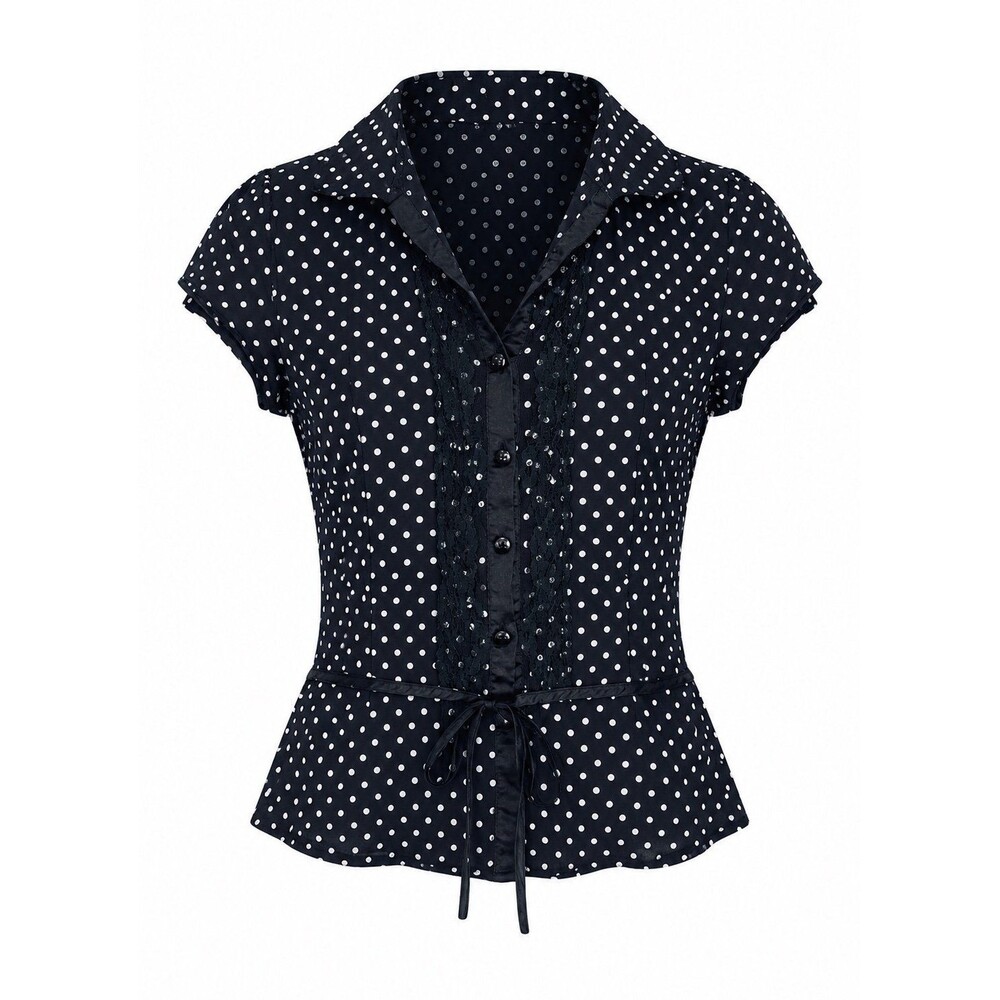 Wasabi Polka Dot Button-Down Blouse - Size Medium - 100% Cotton
